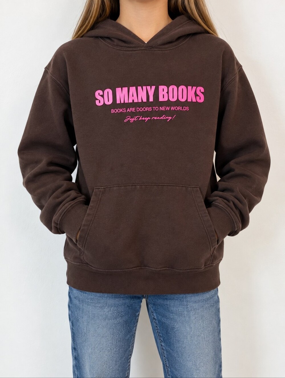 Zara So Many Books Brown Hoodie — Kids Pullover Sweatshirt